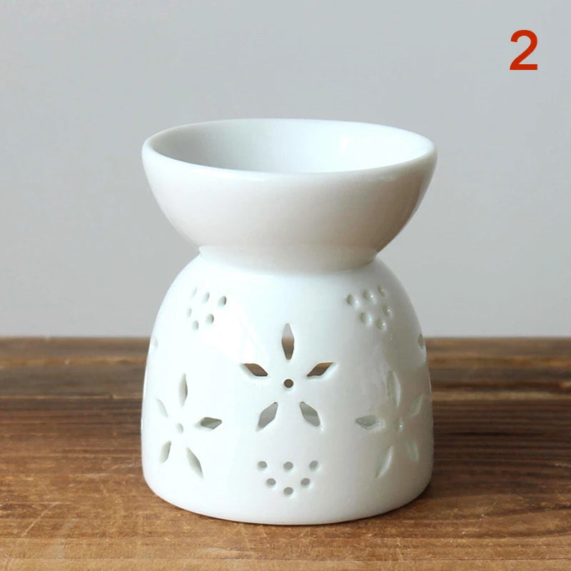 Ceramic Crafts Aroma Burner Handmade Hollow Flower Pattern Essential Oil Burner Candle Lamp Many Style HomeOffice Crafts Decor