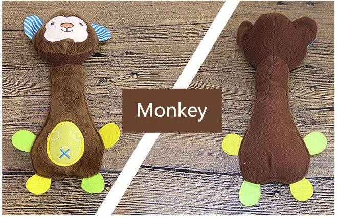 New Party gifts Dog Toys Pet Puppy Chew Squeaker Squeaky Plush Sound Cartoon dinosaur/Deer/Monkey Toys small pet gift