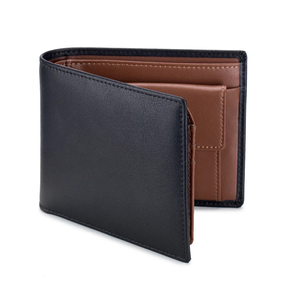 Genuine Cowhide Leather Men Short Wallet RFID Blocking Card Holder Coin Pocket Purse Best Gift for Boyfriend Husband Father