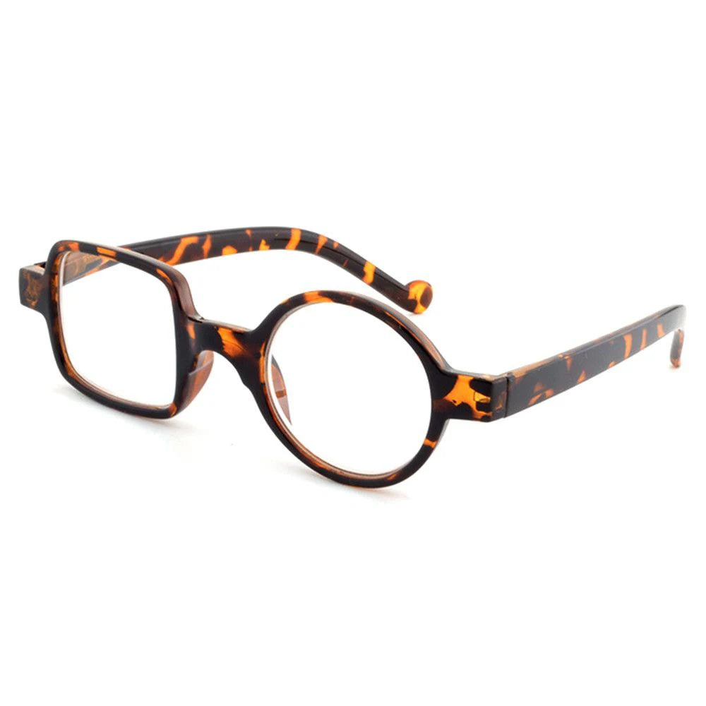 Retro Leopard Asymmetrical Round&Square Reading Glasses Women&Men Presbyopia Glasses Hyperopia Eyeglasses For Elder