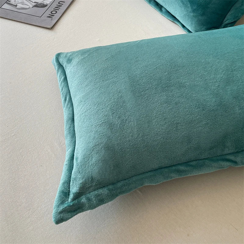 Solid Color Pillows Cover Velvet Pillowslip funda almohada 48x74cm Pillowcase Rectangle Cushion Cover 2pcs Warm Pillow Cases