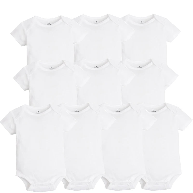5/10 PCS/LOT Newborn Baby Clothing  summer Baby Boy Girl Clothes 100% Cotton White Kids Infant Bebe Bodysuits & Jumpsuits