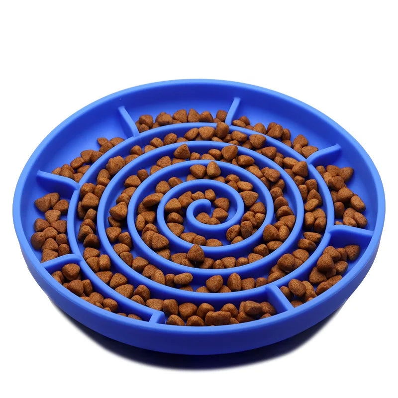 Pet supplies Slow Food  Bowl Cat Anti-Knockover Anti-Slip Food Bowl Puppy Anti-choking Silicone Toy Food Plate