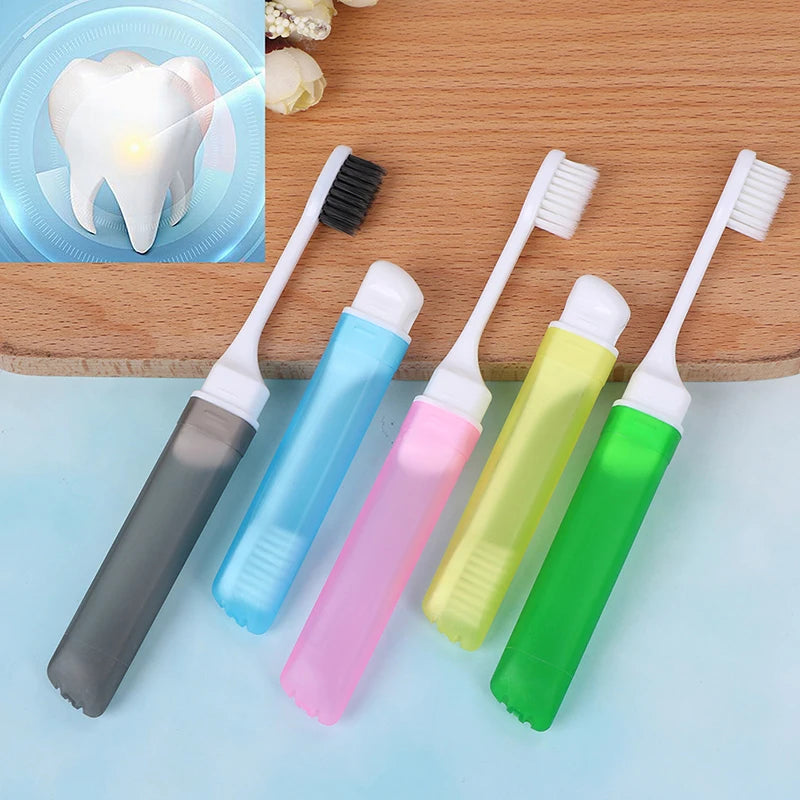 1pc Portable Foldable Folding Toothbrush Plastic Durable Mini Outdoor Camping Travel Soft Folding Toothbrush Random