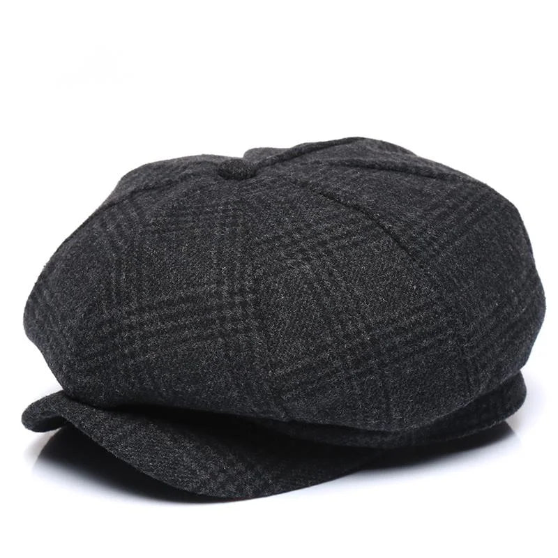 Thickened Wool tweed Octagonal Hat Dad Winter Felt Newsboy Cap Male Leisure Ivy Caps Man Big Size Beret 56-58cm 58-60cm