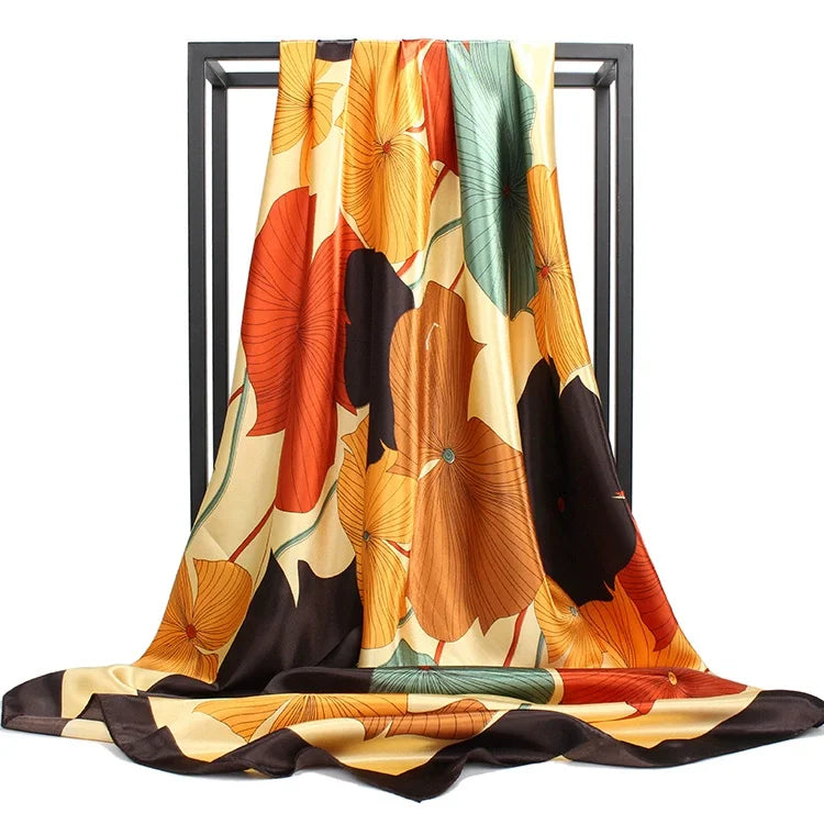 Print Headcloth Fashion Flower Square Shawls Popular 90X90CM Bandannas Four Seasons Kerchief Luxury Sunscreen Silk Scarves