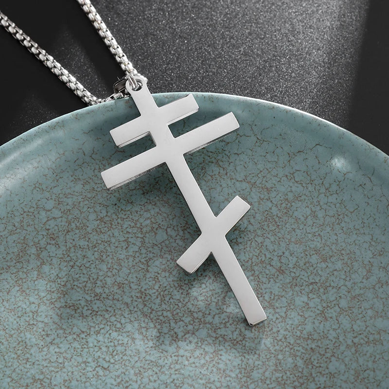 Orthodox Cross Stainless Steel Pendant Christian Eternal Church Inspirational Nika Necklace Men Women Fashion Jewelry Gift