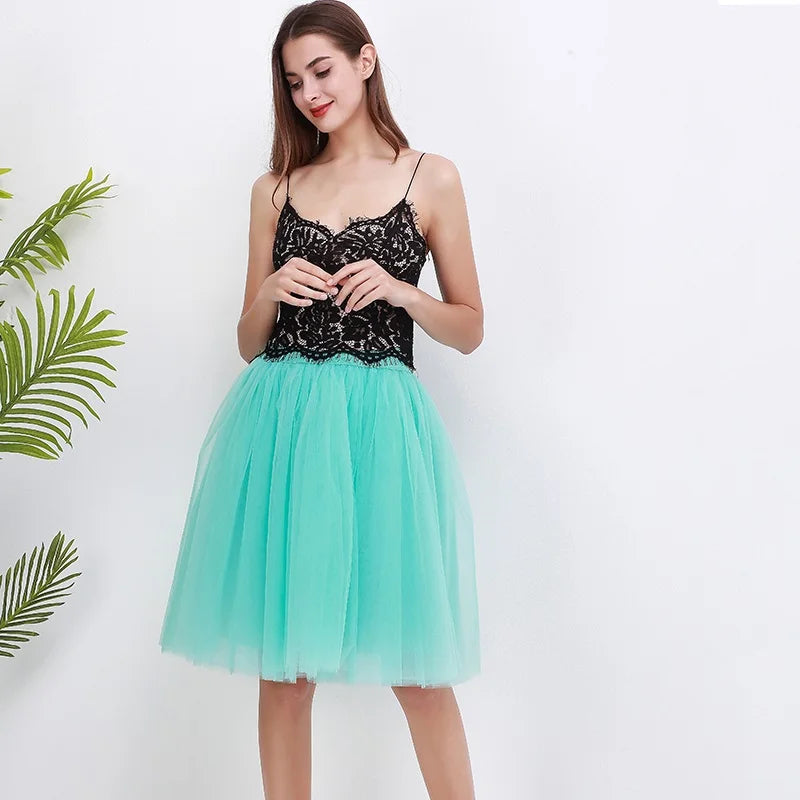 Quality 5 Layers Fashion Tulle Skirt Pleated Skirts Womens Lolita Petticoat Bridesmaids Midi Skirt