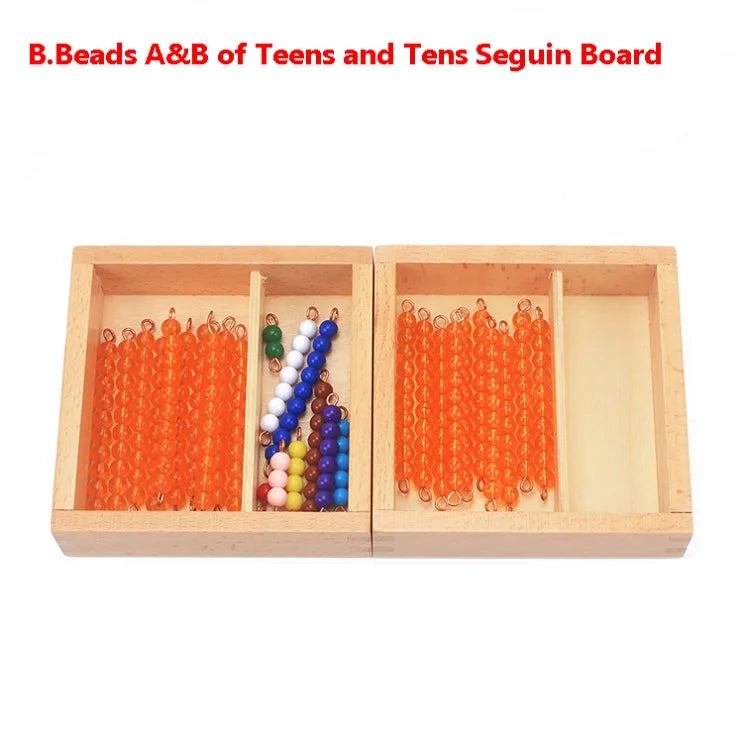 Montessori Teaching Math Toys Teens and Tens Seguin Board with Beads Bars Wood Toys Early Childhood Education Preschool Training