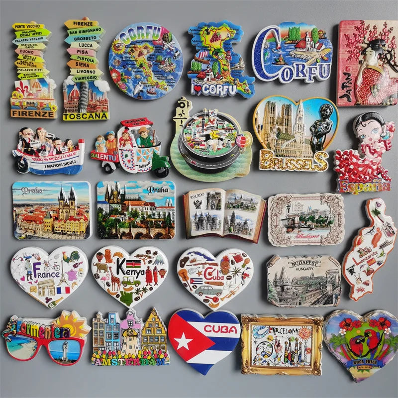 Italy Spain Espana Japan Korea Praha Hungary Corfu Kenya Cuba Brussels Fridge Magnet World Travel Souvenir Home Decor