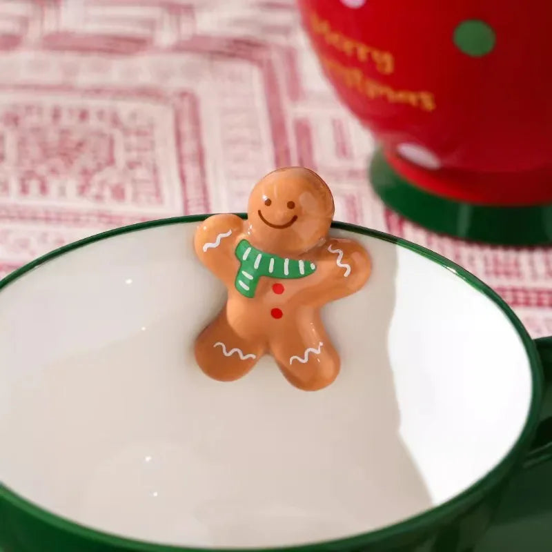 Christmas cup ceramic breakfast cup couple mug cutlery coffee cup large bowl cup oatmeal cup