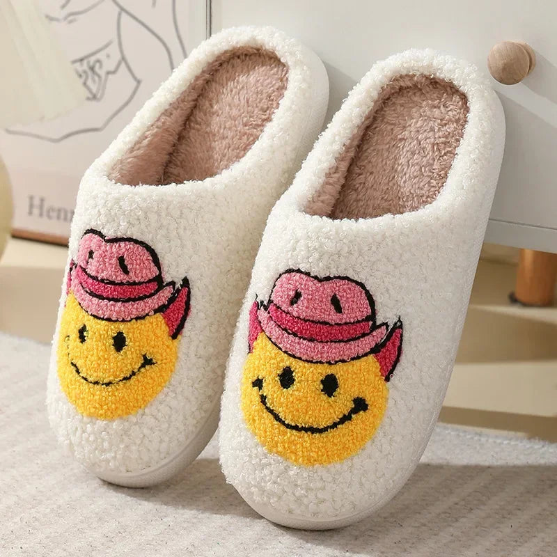 Women Fluffy Fur Plush Slippers Blue Evil eyes Women's Home Slippers Funny Cute Slippers Non Slip Winter Shoes for Women Men