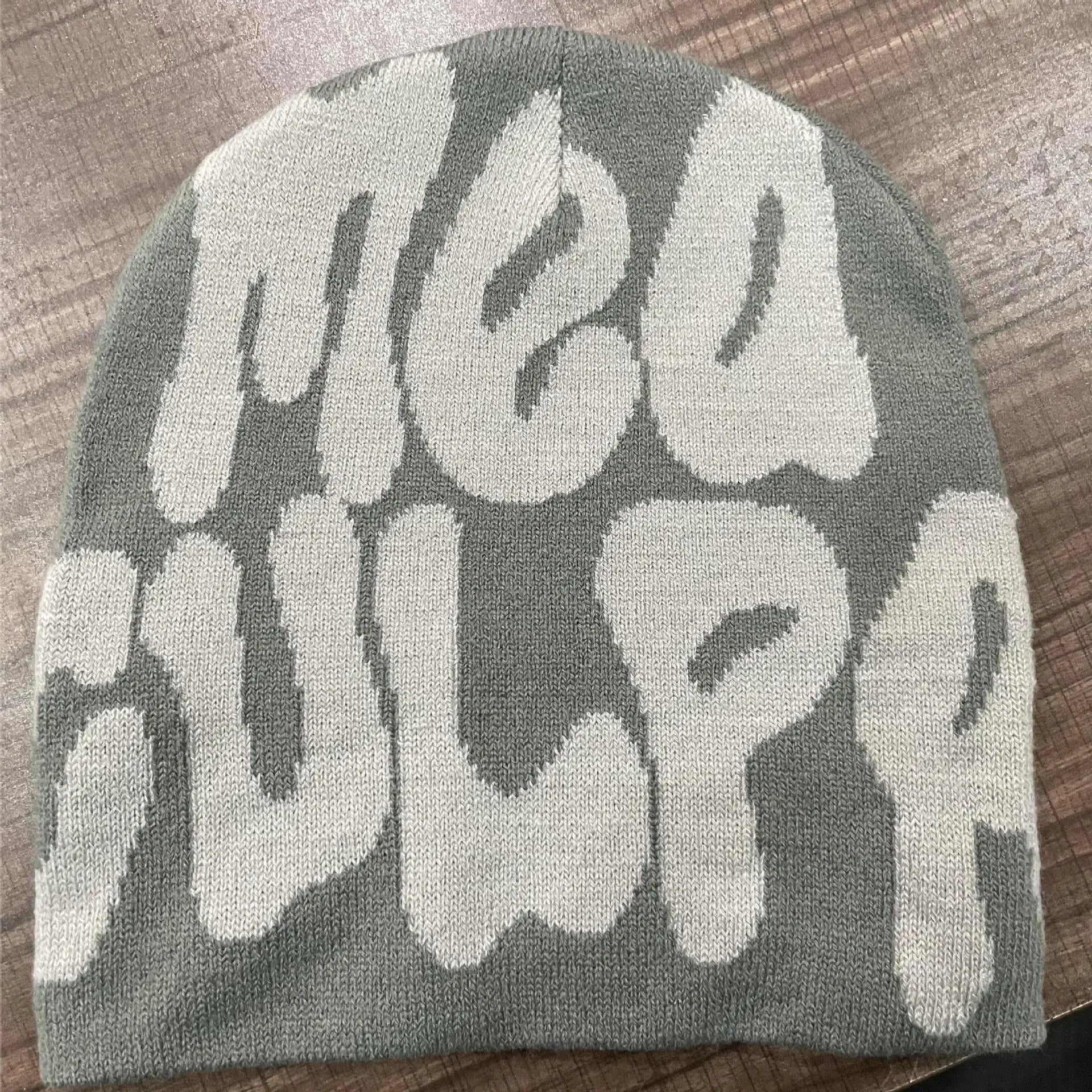 Mea Culpa One Size Fun Day Beanie Hat Pink Gray Green Yellow Black One Size Acrylic Hat