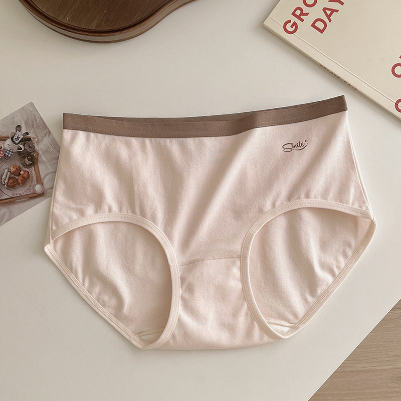 Simple and comfortable cotton student cute girl underwear mid-waist breathable 7A anti-bacterial cotton crotch bag buttocks women's underwear