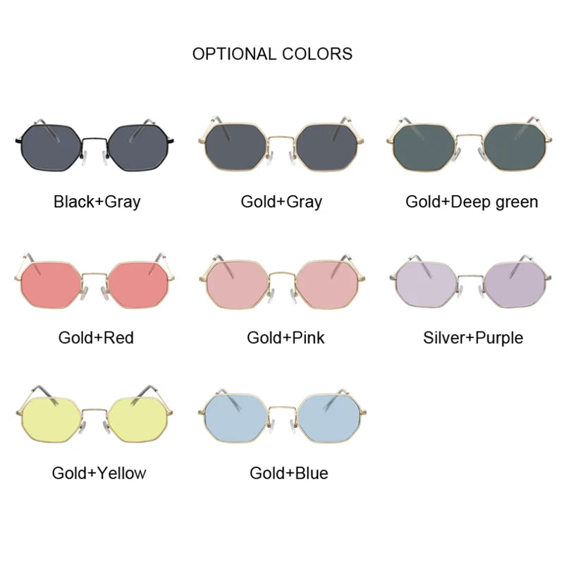 Fashion Small Frame Square Sunglasses Woman Brand Designer Metal Mirror Sun Glasses Female Ocean Lens