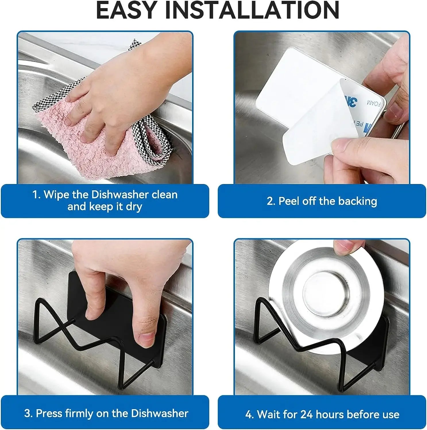 1pcs M Shape Sink Caddy Rack Self Adhesive Sponges Pad Holder Multi-use Kitchen Sponges Scissor Chopping Board Holder Large Size