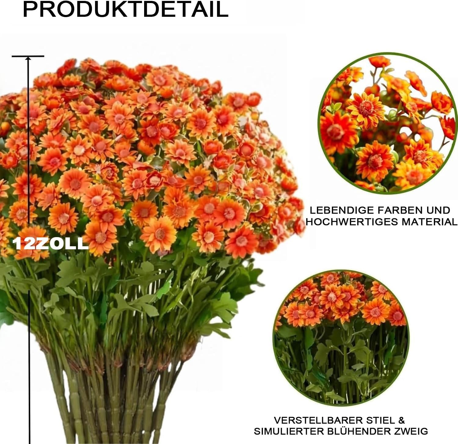 DITU 5 Bundles Herbstblumen Künstliche Herbstblumen Wie echte künstliche Blumen Herbstdekoration Balkonpflanzen Herbstdekoration für drinnen und draußen Garten Tisch