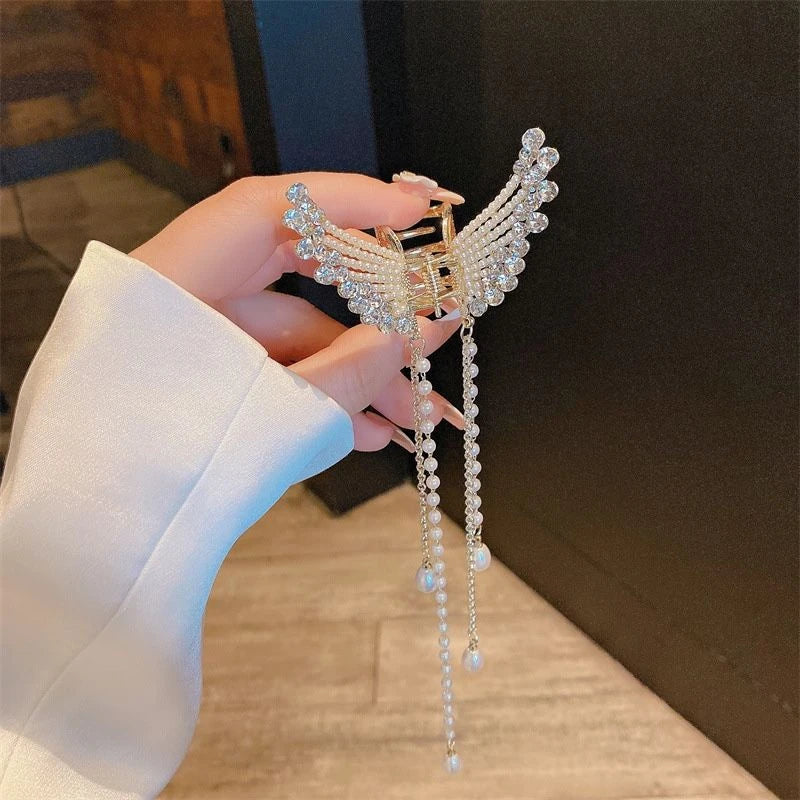 2022 New Butterfly Pearl Tassel Hairpin Korean Simple Side Clip Liu Haibian Clip Shark Hairpin Hair Accessories Women