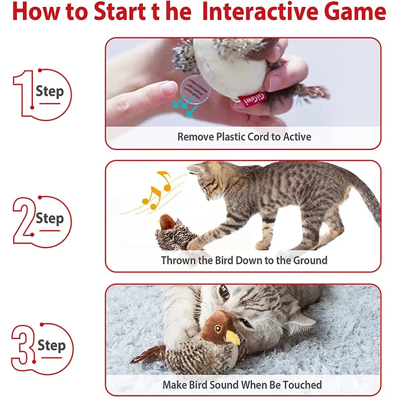 GiGwi pet Cat Toys Melody Chaser Simulate The Real Sounds of Animals Native Feather Simulation Design Interactive Toys For cat