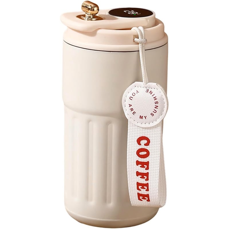 450-ml Stainless Steel Insulated Coffee Mug with Temperature Display Lid