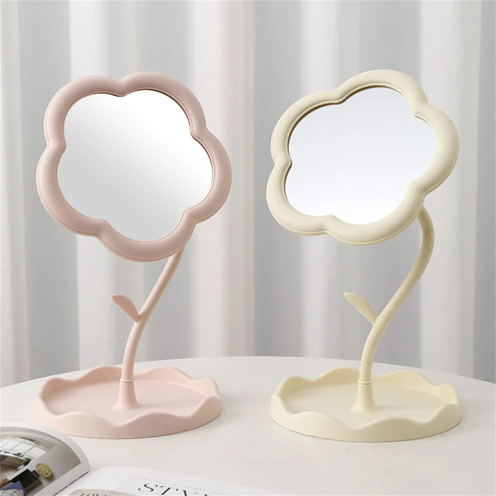 Desktop Makeup Mirror Sunflower Shaped Cute Girly Heart Dressing Mirror Detachable Hanging Jewelry High-definition Makeup Mirror