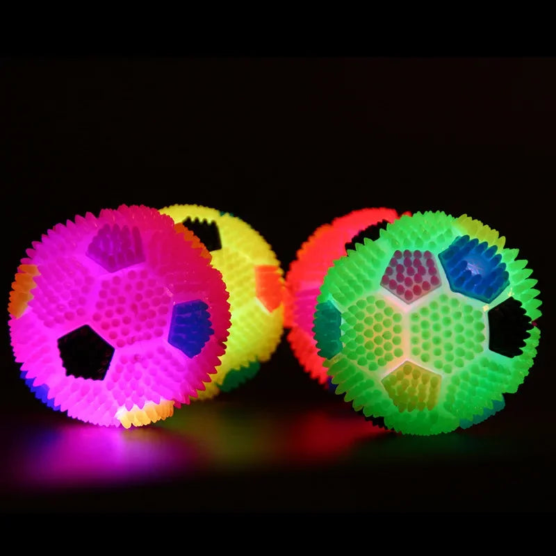 Squeak Light Soccer Ball Dog Toy Cleans Teeth And Promotes Dental And Gum Health Your Pet Flashing LED Light Sound Bouncy Ball