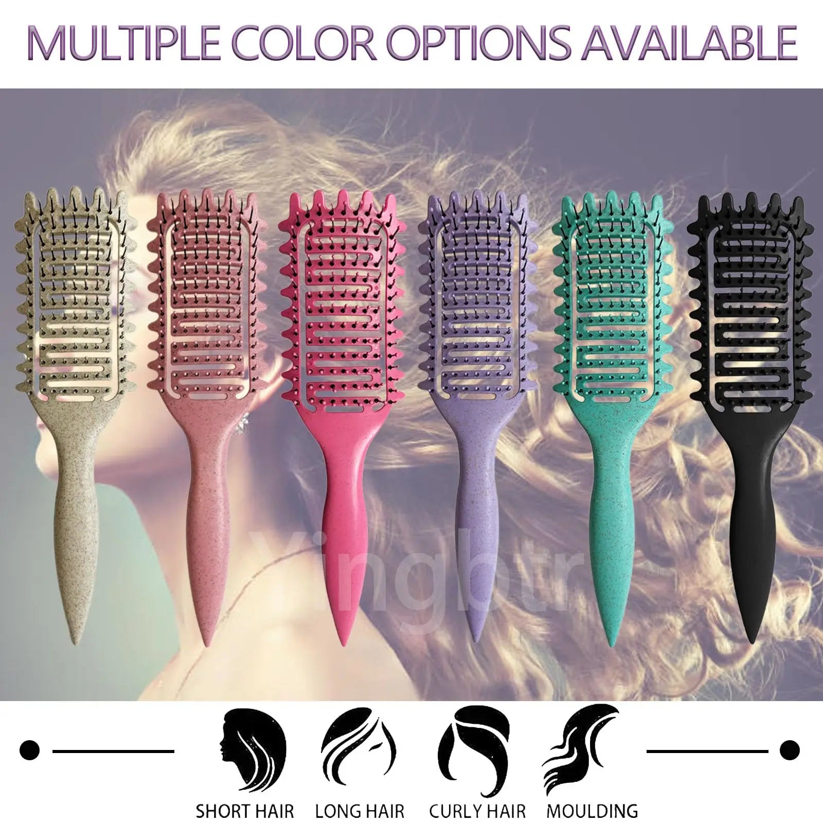 Curly Hair Brush Hollow out Curl Define Styling Brush Beard Comb Styling Detangling Brush Multi-purpose Home Styling Tools