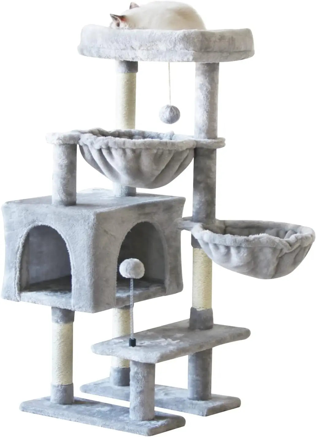 Cat Tree Tower Condo with Sisal Scratching Post, Indoor Cat Furniture with Hammock Perch