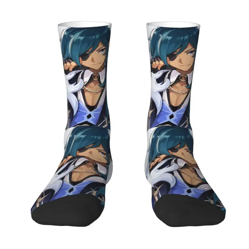 Tartaglia Childe Genshin Impact Men Women Crew Socks Unisex Fun 3D Print Anime Game Dress Socks