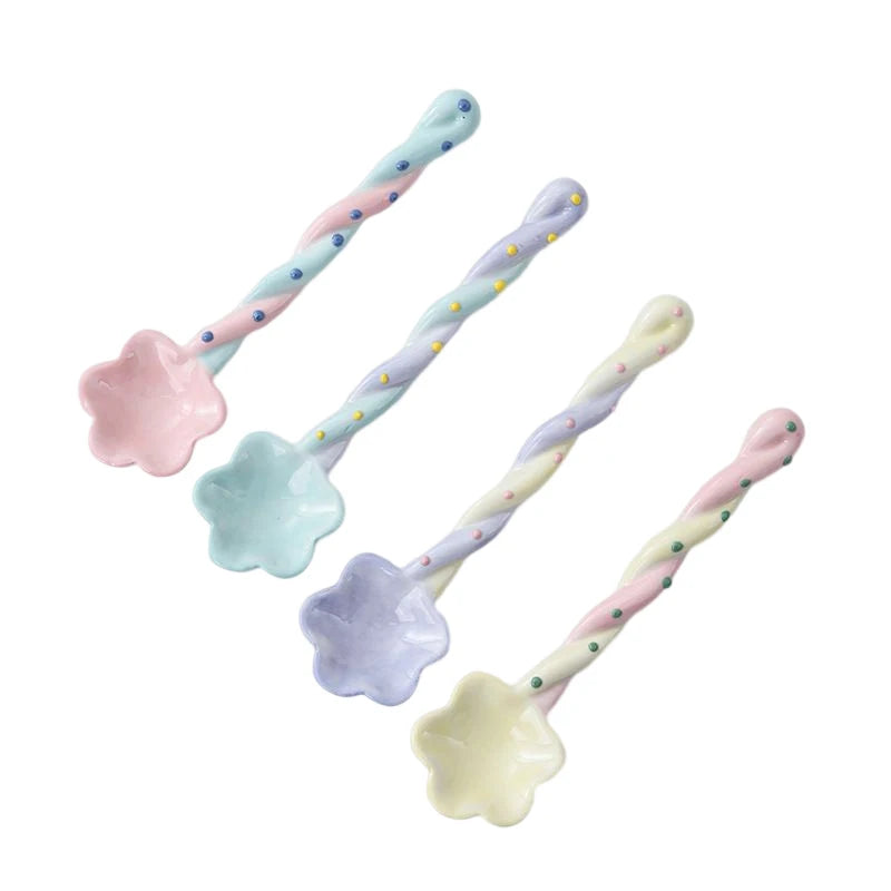 Spoon Cute Creative High Appearance Level Eating Long Handle Ceramic Coffee Stirring Spoon Star Dessert Spoon Kitchen Tools