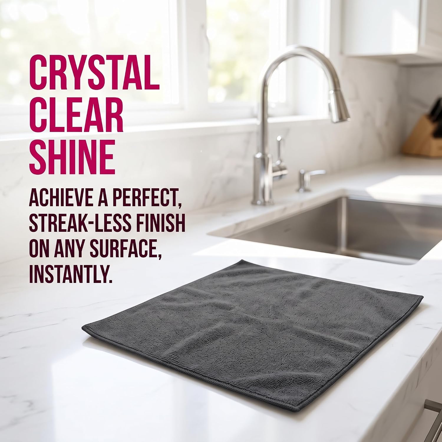 Genie Cloth Magic Cloth, Genie Magic Cleaning Cloth 6-Pack, Magic Cloths for Windows & Glass, Reusable, Suitable for Kitchens, Glass, and Car Windows