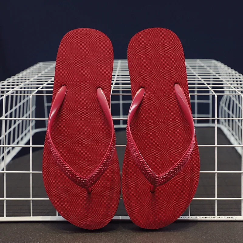 2023 New Women Summer Beach Slippers Solid Color Non-slip Couple Leisure Outdoor Women Flip Flops Breathable Beach Sandals Women