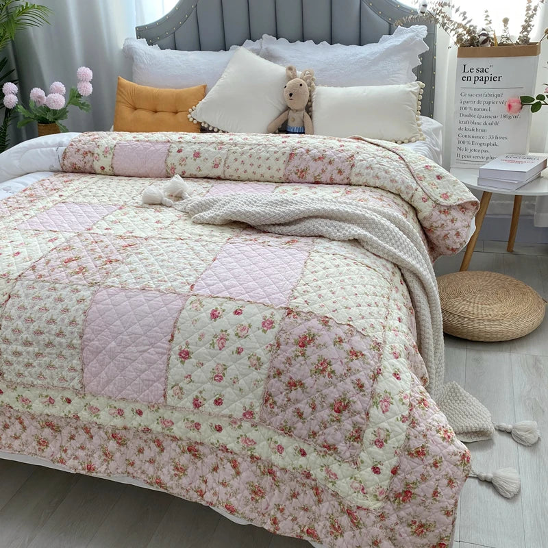 Patchwork Cotton Bed Quilt 1PC Bedspread on the Bed Coverlet for Summer Twin 150*200cm Sofa Cover Floral Quilted Blanket