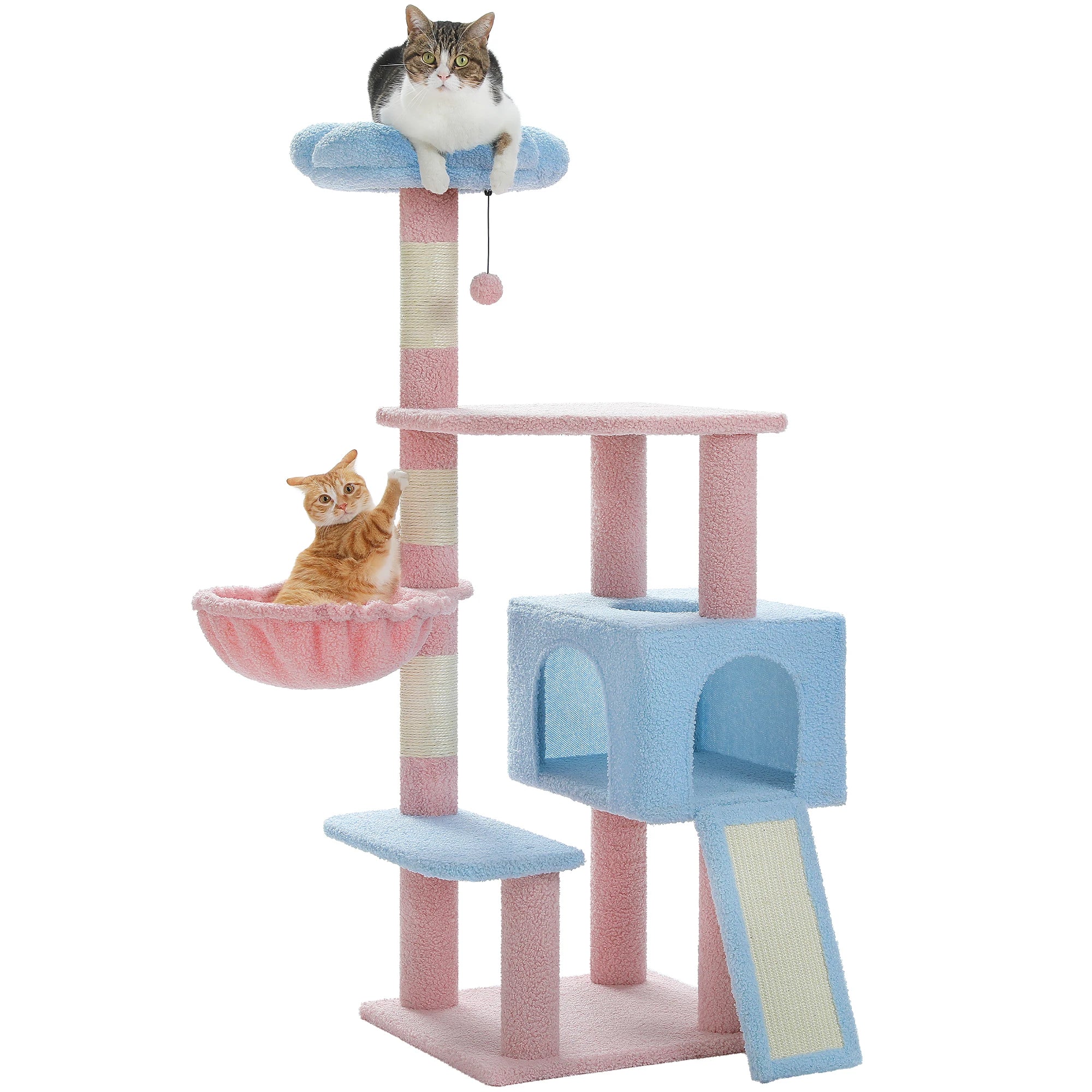 Flower Cat Tree Multi-Level Cat Tower with Sisal Covered Scratching Posts Cute Cat Condo for Indoor Small Medium Cats Top Perch