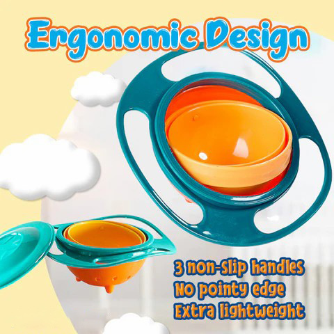 Spill Resistant 540° Rotations Baby Bowl