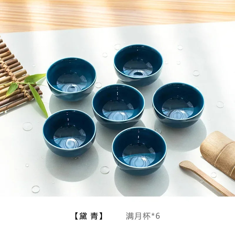 6 sets Chinese ceramic cups fish cups blue and white  teapot small porcelain tea bowl tea cup teaset accessories drink Drinkware