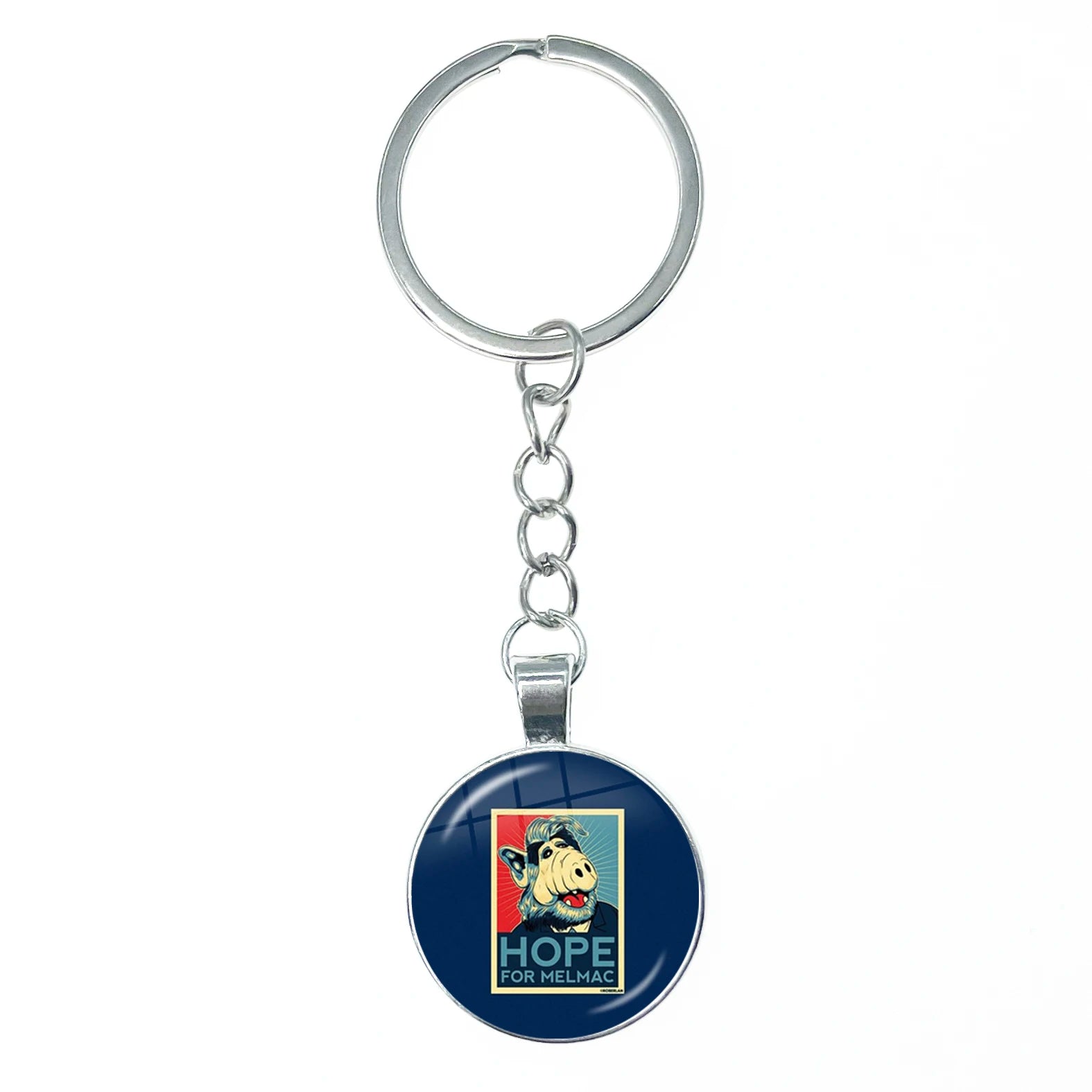 Alf Cartoon Keychain Glass Dome Cabochon KeyRing Bag Car Key Chain Ring Holder Charms Jewelry Gifts