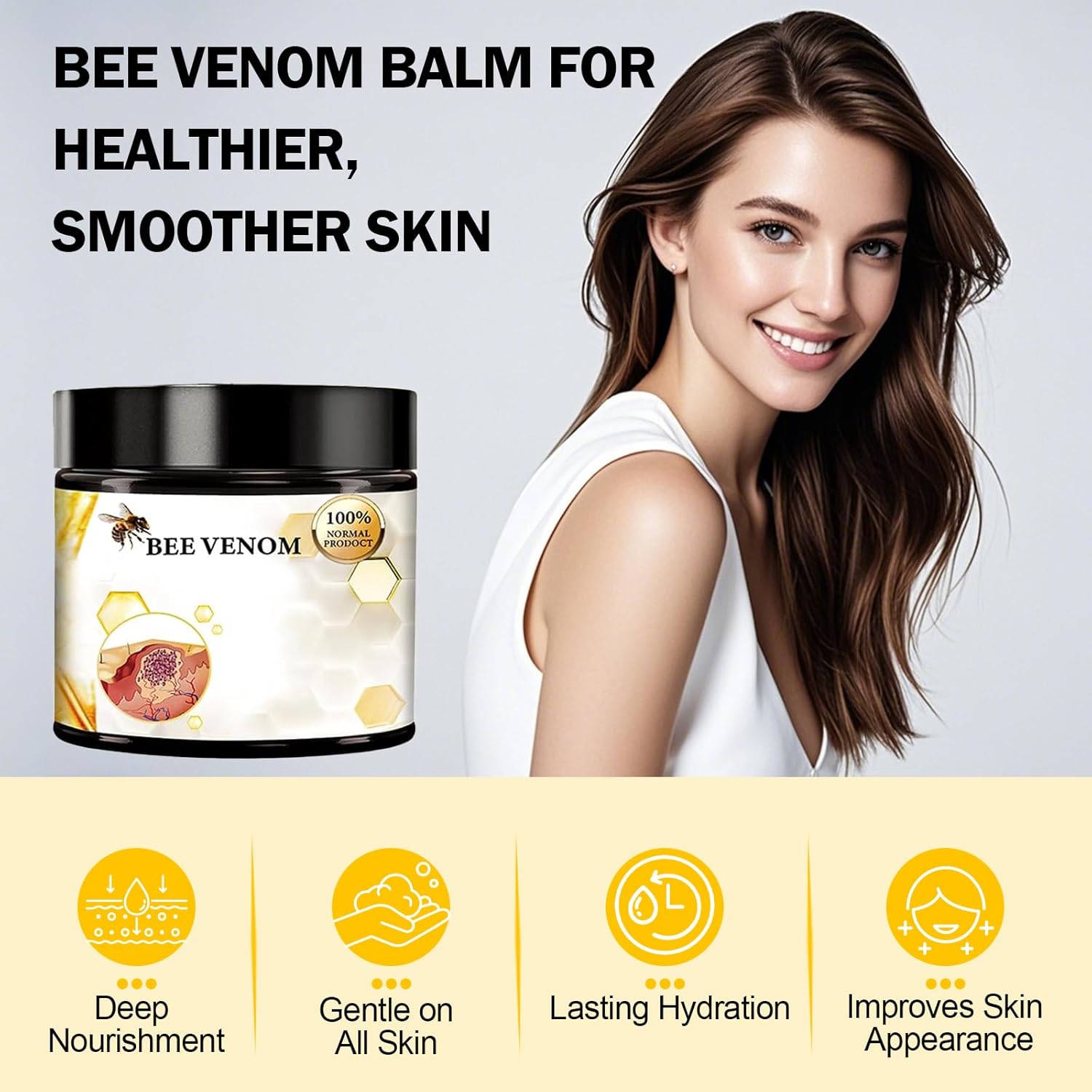 Bee Venom Cream Canada, Bee Venom Skin Treatment Cream, Botanic Hydration Serum for All Skin Types, 60 Ml (1pcs)