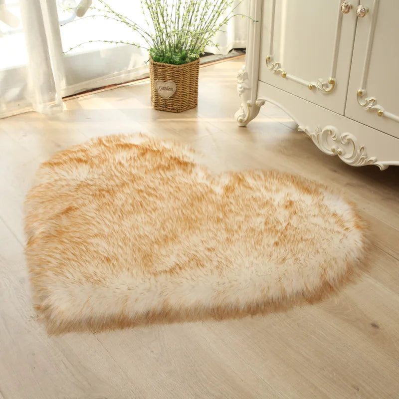Carpet In The Living Room Large Rugs Plush Heart Shaped Non-Slip Bedrooom Modern Carpet Furry Floor Mat Children's Room Decor