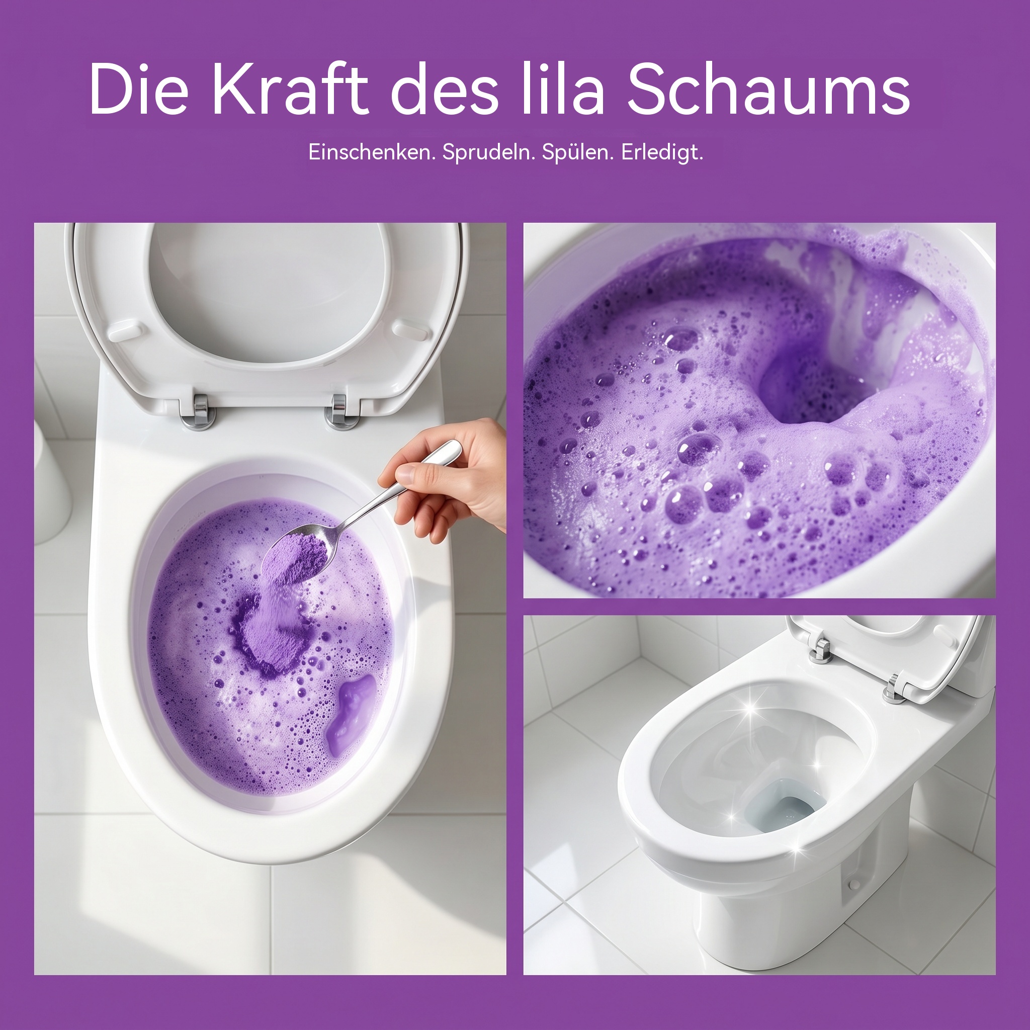 Fizzclean Wc-Reiniger Original, 2026 Neu Fizzclean WC Schaumreiniger, Toilettenschaum Extra Stark Reinigung, Lavendelgeschmack, 100g