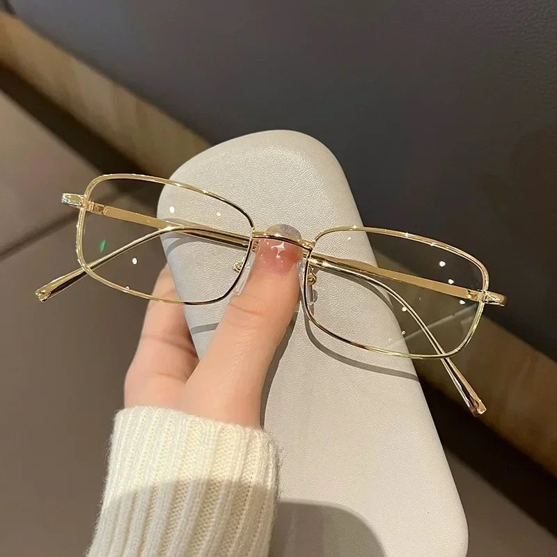 Y2K Harajuku Small Square Frame Glasses Women Retro Metal Eyeglasses Clear Reading Spectacle Blue Light Blocking Eyewear