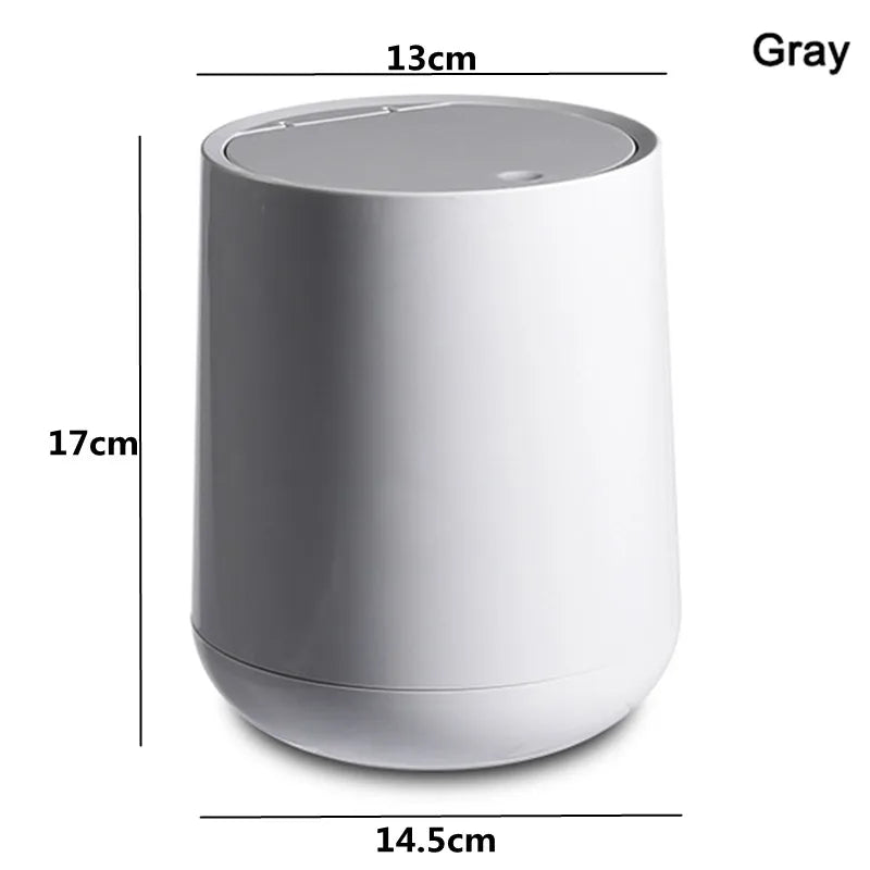 Small Round Plastic Trash Can Wastebasket Garbage Container Bin with Swing Top Lid  Garbage Bucket for Bathrooms Kitchens FU