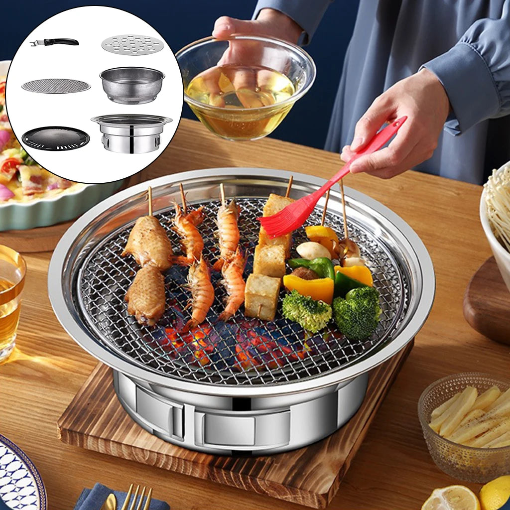 &Korean Charcoal Barbecue Grill Household Korean BBQ Grill Non-stick for Home Kitchen Outdoor Garden Barbecue Stove