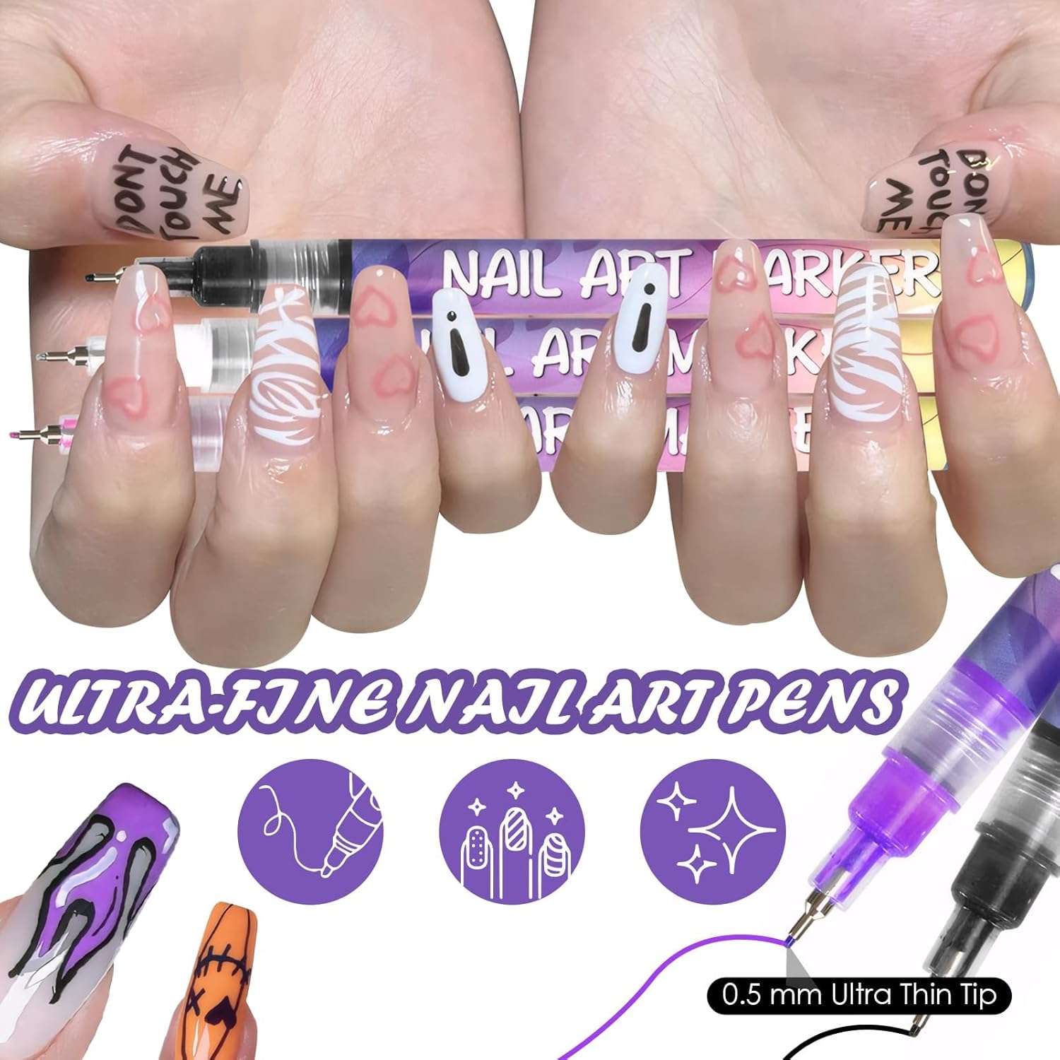 12 Farben 3D Nagellack Stift Set, Nail Art Markert, DIY Linie Nagelkunst Graffiti, Nagelspitze Nail Art Beauty Schmücken Maniküre Werkzeuge, Nagellackstifte Nageldesign für Weihnachten