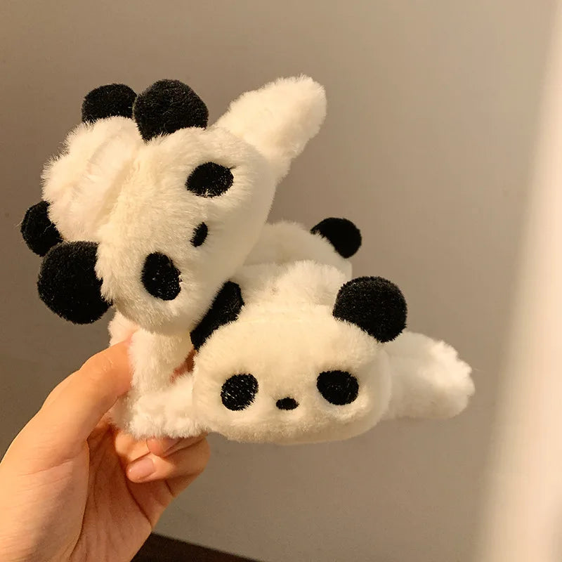 Cute Plush Panda Hair Clip for Women Fashion Cartoon Large Hairgrips Korean Hair Claw Clips Girls Hairpins Hair Accessories