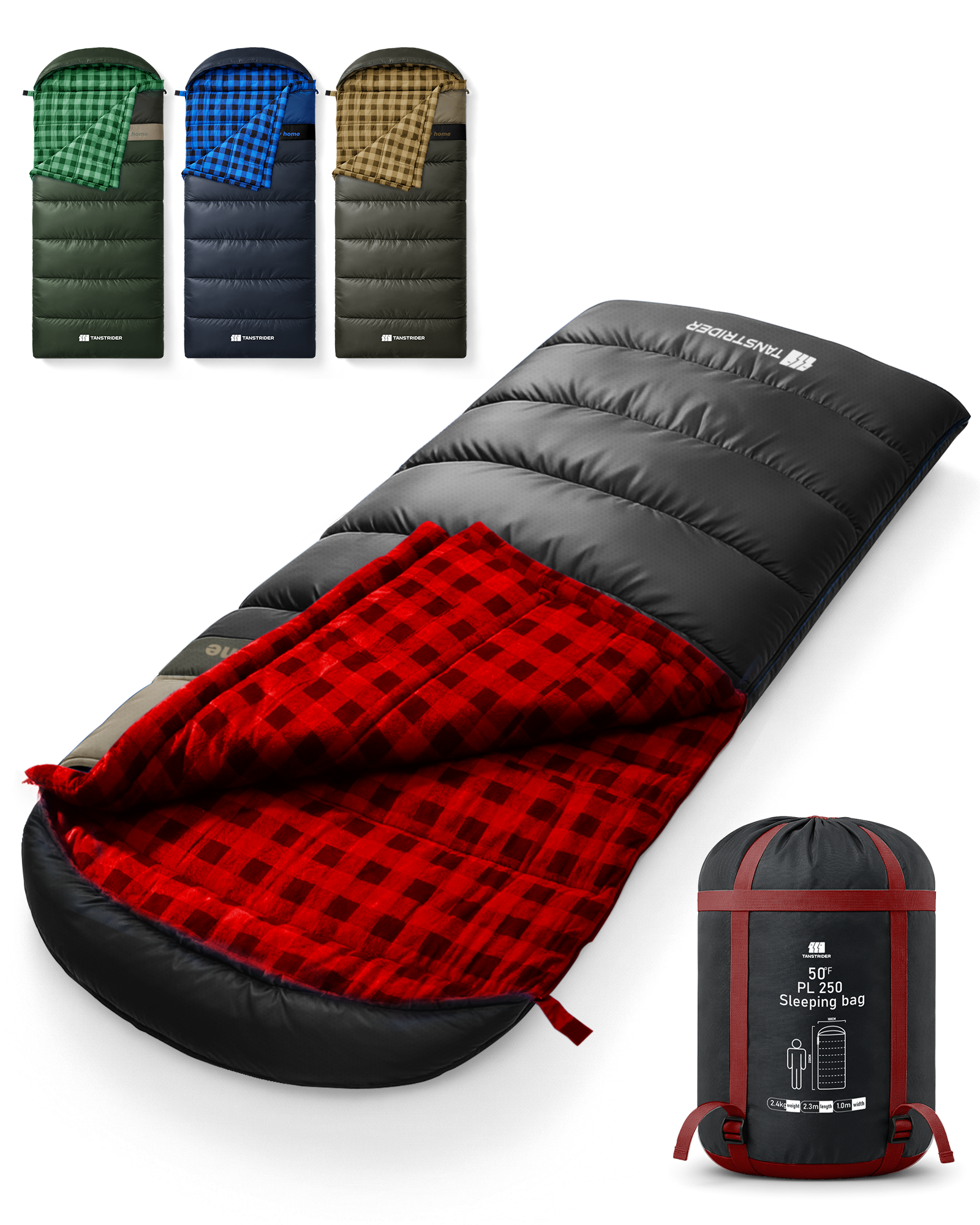 Hooded single-person flannel Plain sleeping bag
