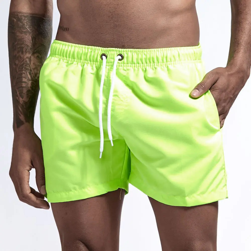 Men's Summer Swimming Shorts Fashion Solid Pocket Shorts Fitness Quick Dry Swimwear Beach Running Breechcloth Bottoms