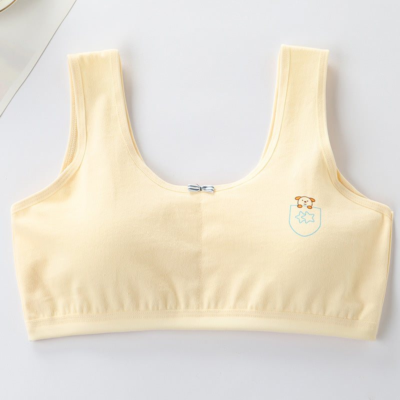 Underwear female primary school students growth period small vest pure cotton girls junior high school anti-bulge bra