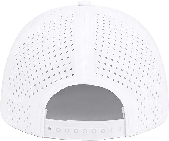 LUCKYSONG Flat Brim Adjustable Performance Hat, Performance Snapback Hats for Men Women Black