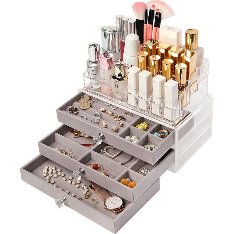 Box Jewelry Storage Box Make-up Organizer Lipstick Stand Earrings Display Stand Drawer Transparent Acrylic